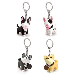 Dejlig hvalp nøglering dag model alaskan malamute japansk akita bull terrier pvc taske vedhæng tilbehør