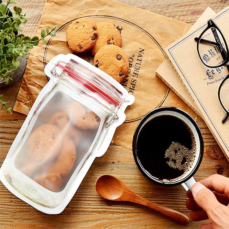Mason jar garrafas sacos com zíper bpa livre garrafas de pedreiro comida lanche saco selo fresco sacos selados à prova de vazamento organizador casa