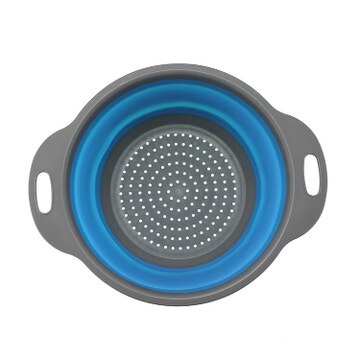 Silicone Collapsible Colander Quart Over The Sink Strainer Basket Kitchen Food Grade Flour Sifter Vegetable Strainers Dishwasher: Type B  Blue L