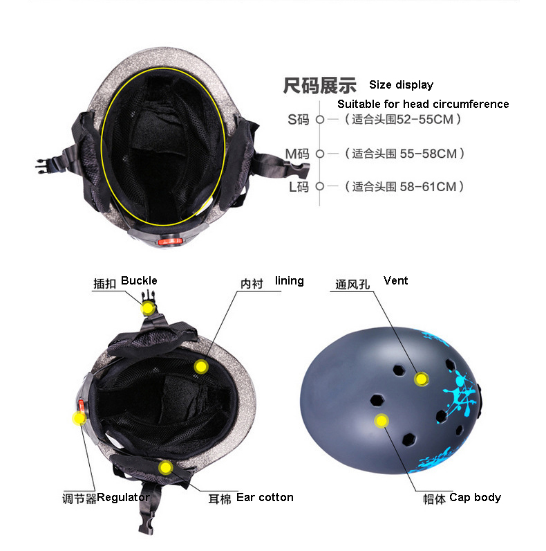 Outdoor Integrated Skiing Helmet With Adjustable Strap Air Vent Sports Helmets For Cycling Skating Skiing