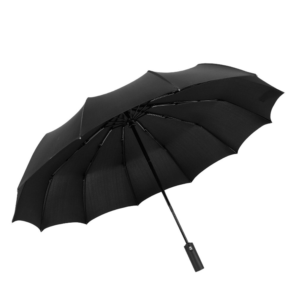 Automatic Large Umbrella Wind Resistant Men/Women Plus Size Sun Parasol Three Folding Anti-UV Windproof Rain Sunshine Umbrella: Black