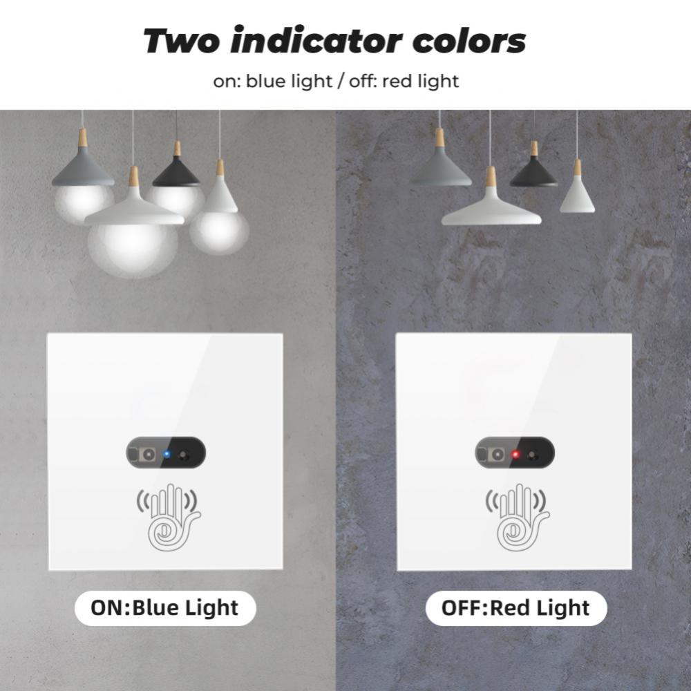Smart Wall Light Switch Infrared Sensor Glass Screen Panel Infrared Induction Waving On Off Switch 100-240V Light Control Panel