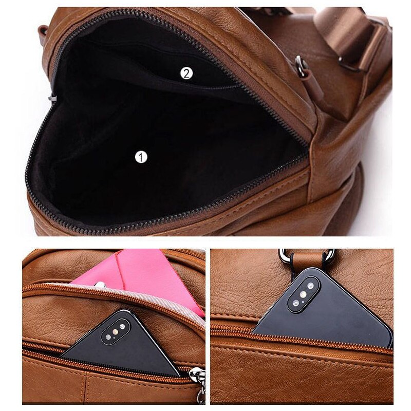 Dames schoudertas crossbody multifunctionele rugzak dames kleine rugzak dames vintage retro zachte leren rugzak met meerdere zakken