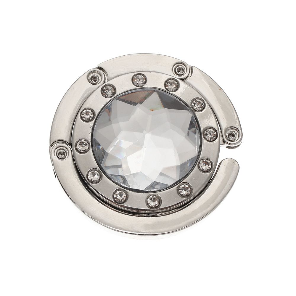 1 pc bärbara metall hopfällbar väska handväska krok handväska hängare diamant hopfällbar bord krok bord hängare skrivbord krokar: Vit