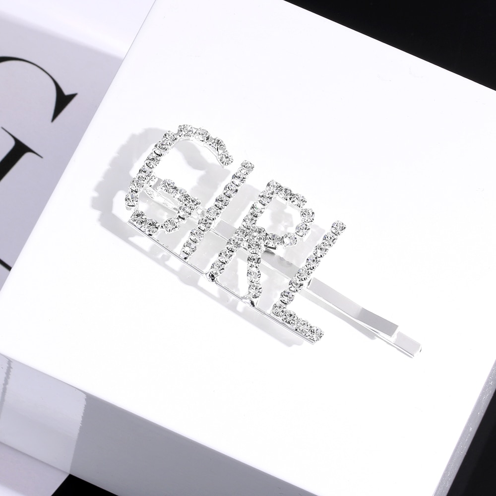 1pc bogstaver rhinestone krystal hårnåle hårspænder hårspænder hårspænde greb nål hårspænde ornament hårtilbehør