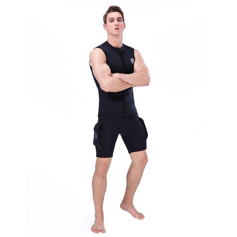 Men's Smooth Leather Vest 2MM Split Sleeveless Wetsuit Top