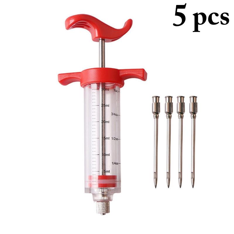 Kapmore Vlees Injector Kit Draagbare 5Pcs Rvs Marinade Zetgroep Turkije Injector Vlees Gereedschap Bbq Gereedschap Accessoires: Default Title