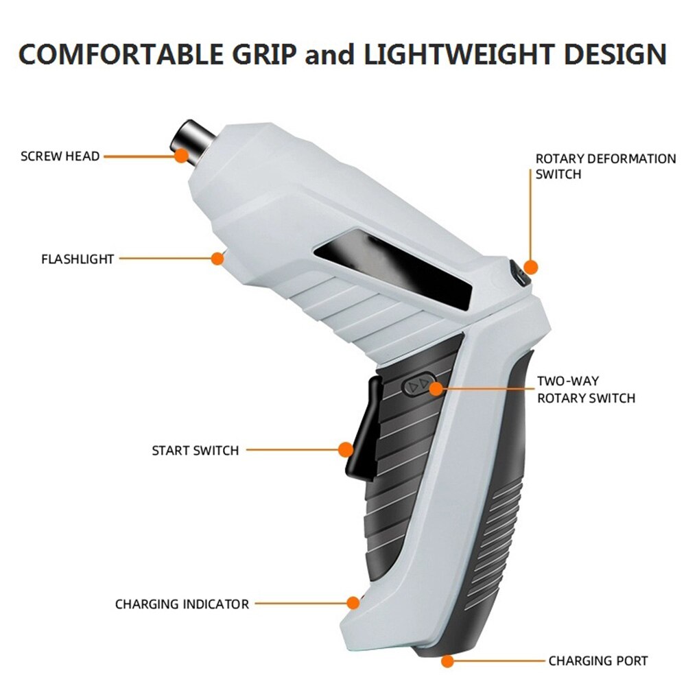Electric Screwdriver 3.6V Portable USB Charging Cordless Battery Screwdriver Power Drill Bit Screw Driver Kit Hand Repair Tools