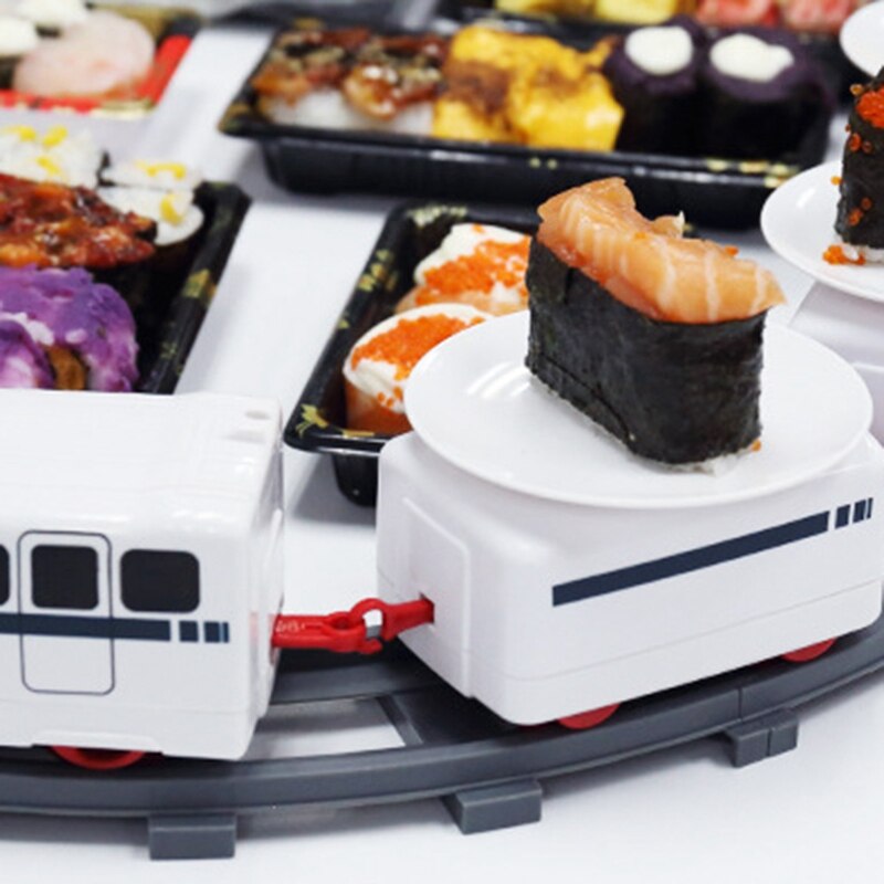 Sushi Train Rotary Sushi Toy Track Conveyor Belt Rotating Table Kid Food Train Set DIY Sushi Making Family Sushi Party