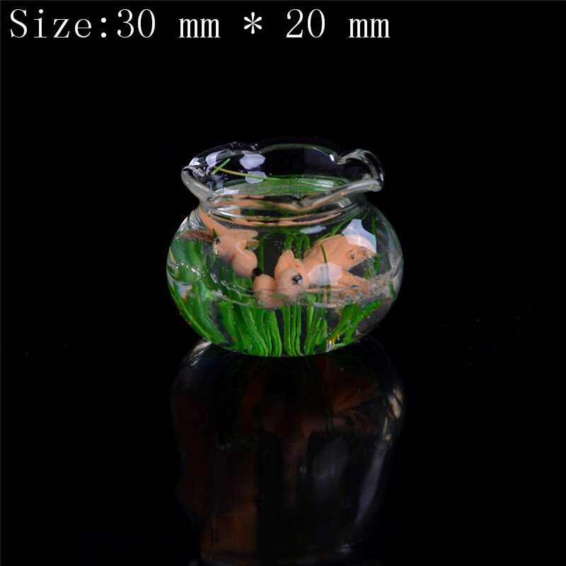 Glass Fish Tank Transparent Aquarium Dollhouse Home Ornaments Kids Toys Doll Toy Pretend Play Toys 1:12 Dollhouse Miniature: 3