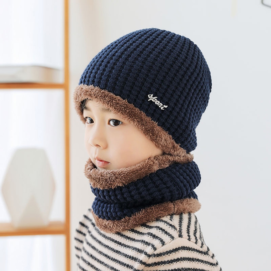Kinderen Winter Muts En Sjaal Fleece Contrast Kleu... – Grandado