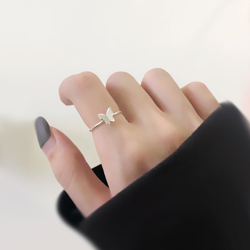 Simple Tassel Adjustable Rings Silver Color Chain Bead Pendant Ring Romantic Circle Geometric Rings Women Girl Finger Jewelry: Style 4