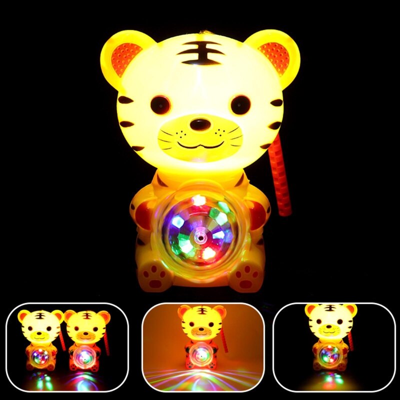 Kids Fun Light Up Lantern Toy with Music Tiger Shape Hanging Glowing Lantern with Handle 2022 Year Children Toys Party Favor