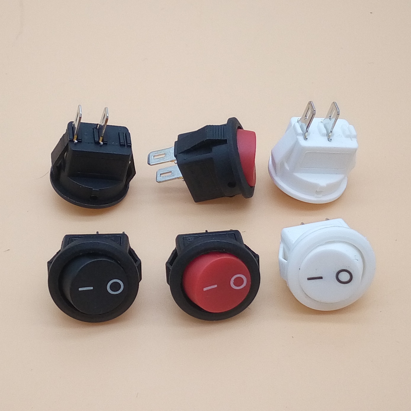10 stuks ronde tuimelschakelaar 16.5mm 2 pinnen 2 positie aan-uit spst 3a/250v 6a/125v ac zwart
