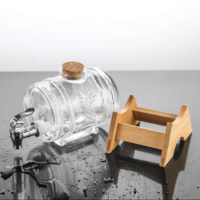 DEOUNY Glass Barrel Whiskey Decanter Nautical Liquor Beer Dispenser Lead Free Decanter For Scotch Bourbon Rum Brandy 1000ML