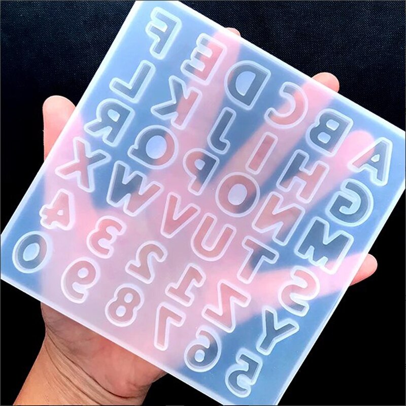 English Alphabet Letters Silicone Mold Form for Resin Art DIY Alphabet Transparent Epoxy Molds tray Jewelry Making for 3D Crafts