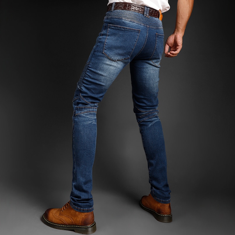 Hi-LN Mens motorcycle jeans MOTOCROSS PROTECT PANT locomotive riding motorcycle pants Biker moto jeans Denim Trousers S-5XL