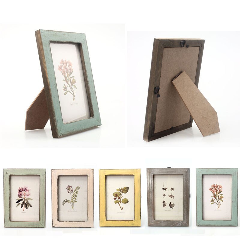 5 Colors Vintage Photo Frame Home Decor Retro Wooden Wedding Couple Recommendation Pictures Frames Ornament