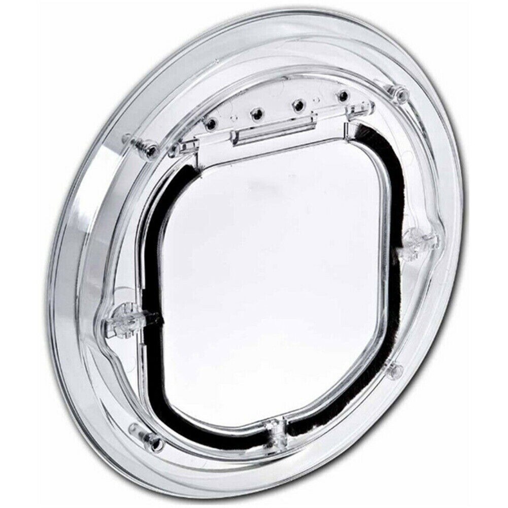 Pet Dog Flap Door Round Clear Door 4 Ways Cat Gate Lockable Security Pet Entrance Glass Window Puppy Hole Door for Cats Dogs