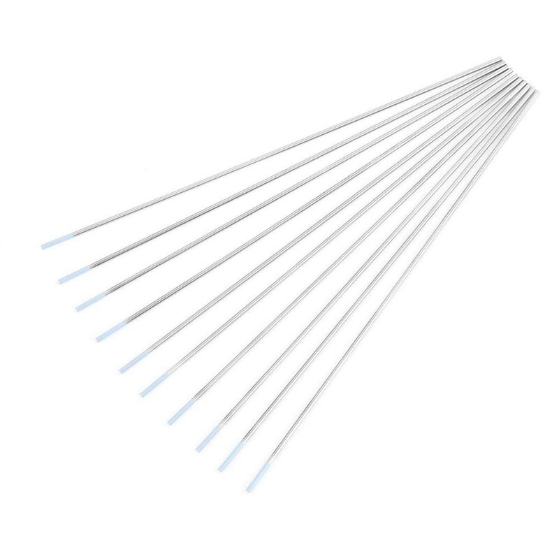 10 Uds. Electrodos de tungsteno zirconiado 1,6mm WZ8 punta blanca para soldadura Tig AC blanca (1.6mm150mm)