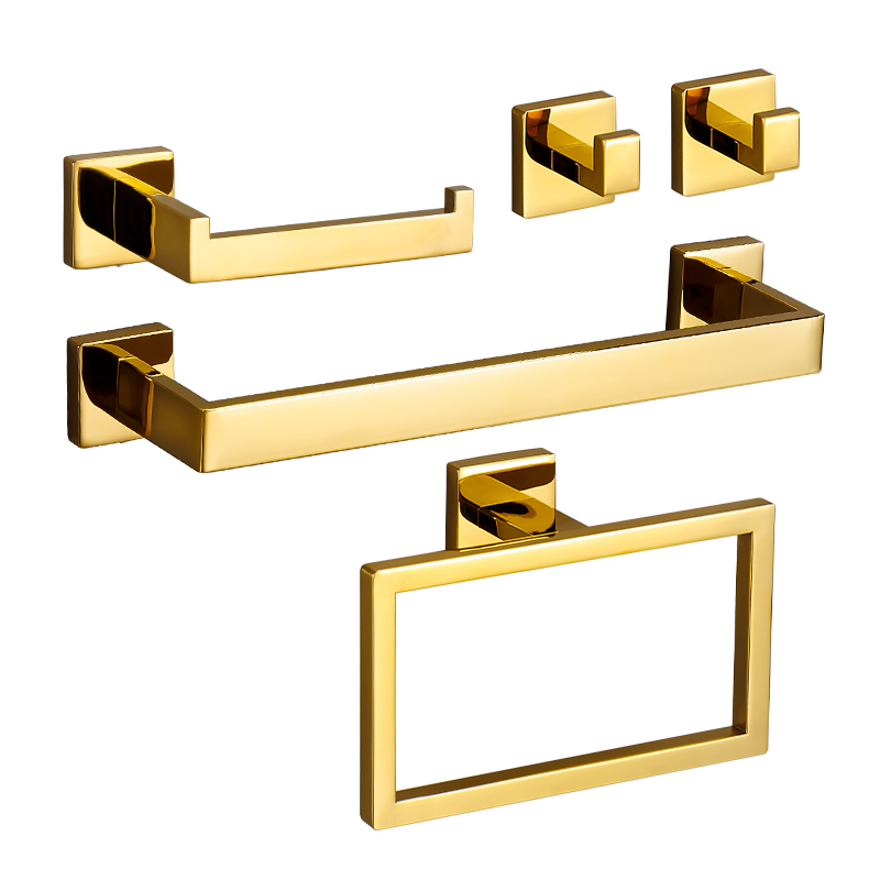 Gepolijste Gouden Badkamer Hardware Set Accessoires Haak Handdoek Bar Toiletpapier Houder Handdoek Ring Badhanddoek Houder Badkamer Set