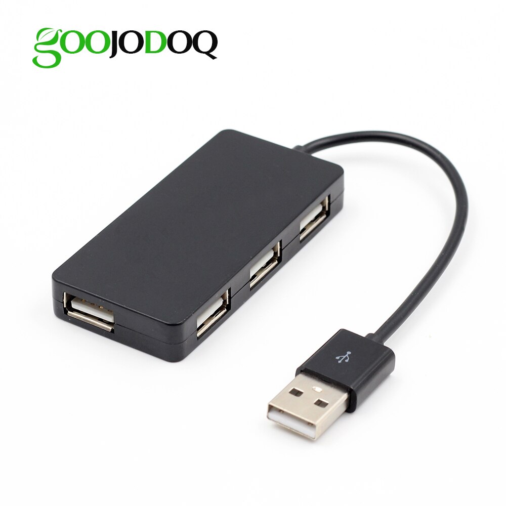 Goojodoq 4 Port Slim Mini Usb 2.0 Splitter Adapter Voor Laptop Pc Computer Desktop Zwart/Wit