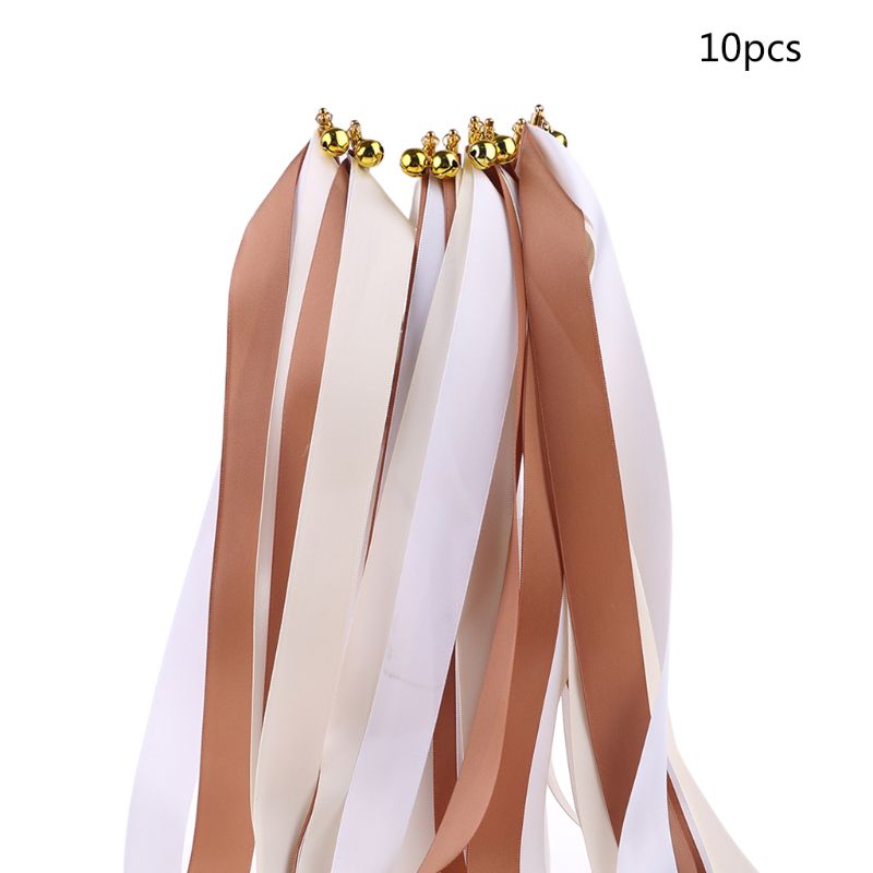 10pcs Twirling Ribbon Wands Colorful Streamers Wedding Party Favor Sticks Bell U2JB