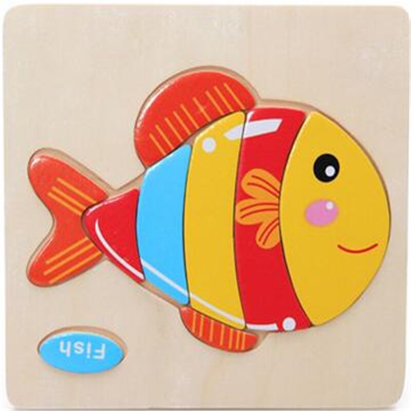 Color Cognition Board Montessori Educational Toys For Children Wooden Toy Jigsaw Kids Early Learning Color Match Game: Fish Type 3