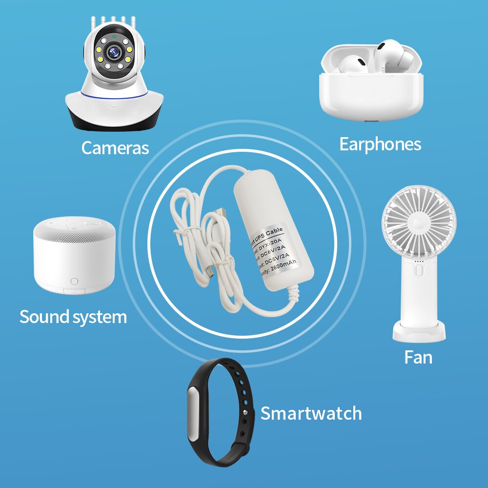 Sdeter 3200mAh Backup UPS Power Bank Charger USB DIY DC 5V Output Rechargeable Batteries For WiFi CCTV Security Camera LED Light