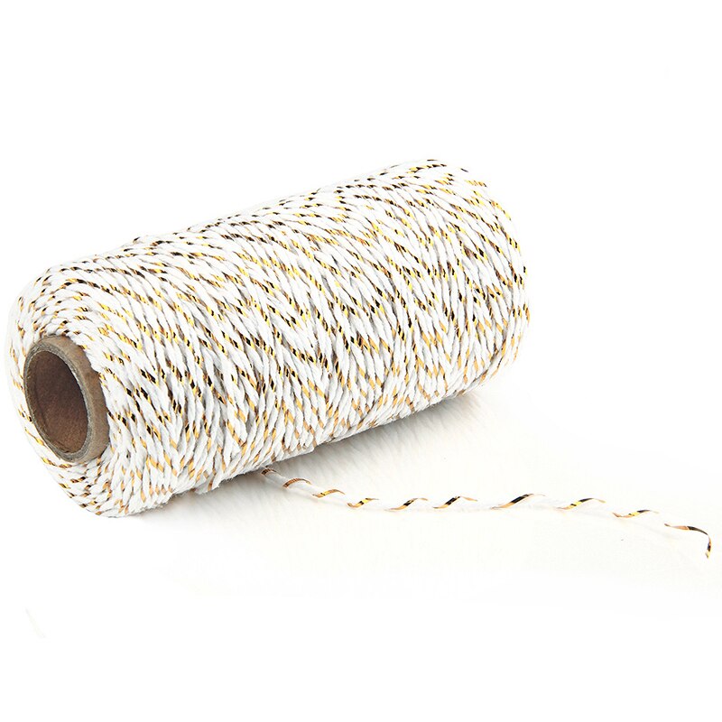metallisch goldene Gold Silber Baumwolle Seil Bäcker Schnübetreffend für Handwerk Verpackung spulen bäcker Wicklung gestreift Hochzeit Dekoration: Weiß mit aureate