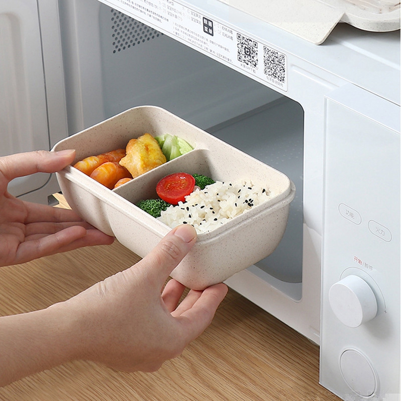 Bento Lunch Box Microwave Lunch Box Japanese Lunch Container Wheat Straw Food Container for Office Food Container for Kids Adult
