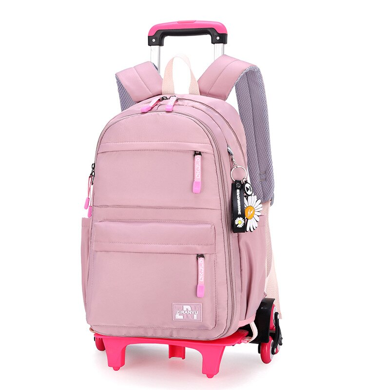 ZIRANYU Schule Rädern Rucksack tasche einstellen für mädchen Wagen mit Rädern Schüler Schule tasche rollen Rucksack Multifunktionale: 6 Räder Violett