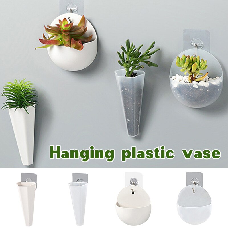 Dekorative plastik hængende potter urtepotte væghængte blomster have indendørs vægdekoration til sukkulente planter  mu866