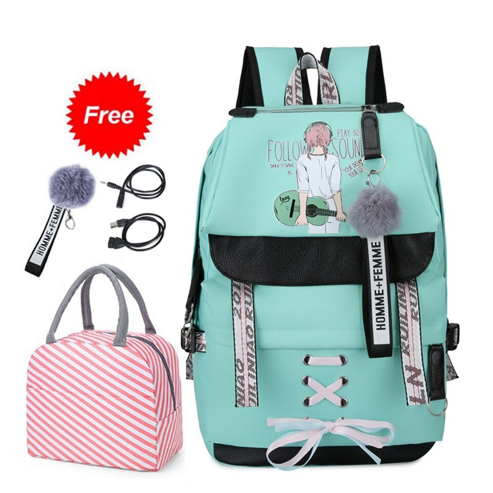 Schooltassen Voor Tienermeisjes Met Lock Anti Diefstal Rugzak Vrouwen Boek Tas Junior High Schooltas Jeugd leisure College: New Green