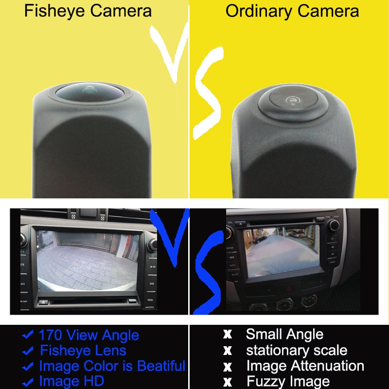 Caméra de recul pour voiture, objectif Fisheye HD, Image miroir, 4 broches, pas de ligne de stationnement, étanche, grand Angle de vue 170 degrés, Vision nocturne