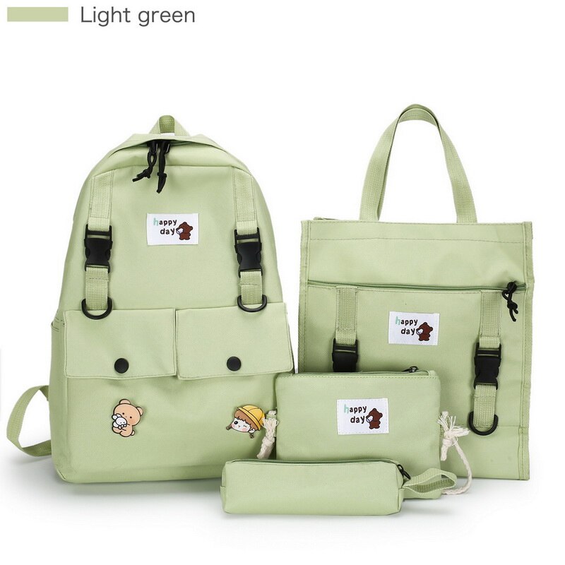 5 Stuks Set Hoge Schooltassen Voor Tienermeisjes Canvas Rugzak Vrouwen Bookbags Tiener Student Schooltas Bolsas Escolar: D