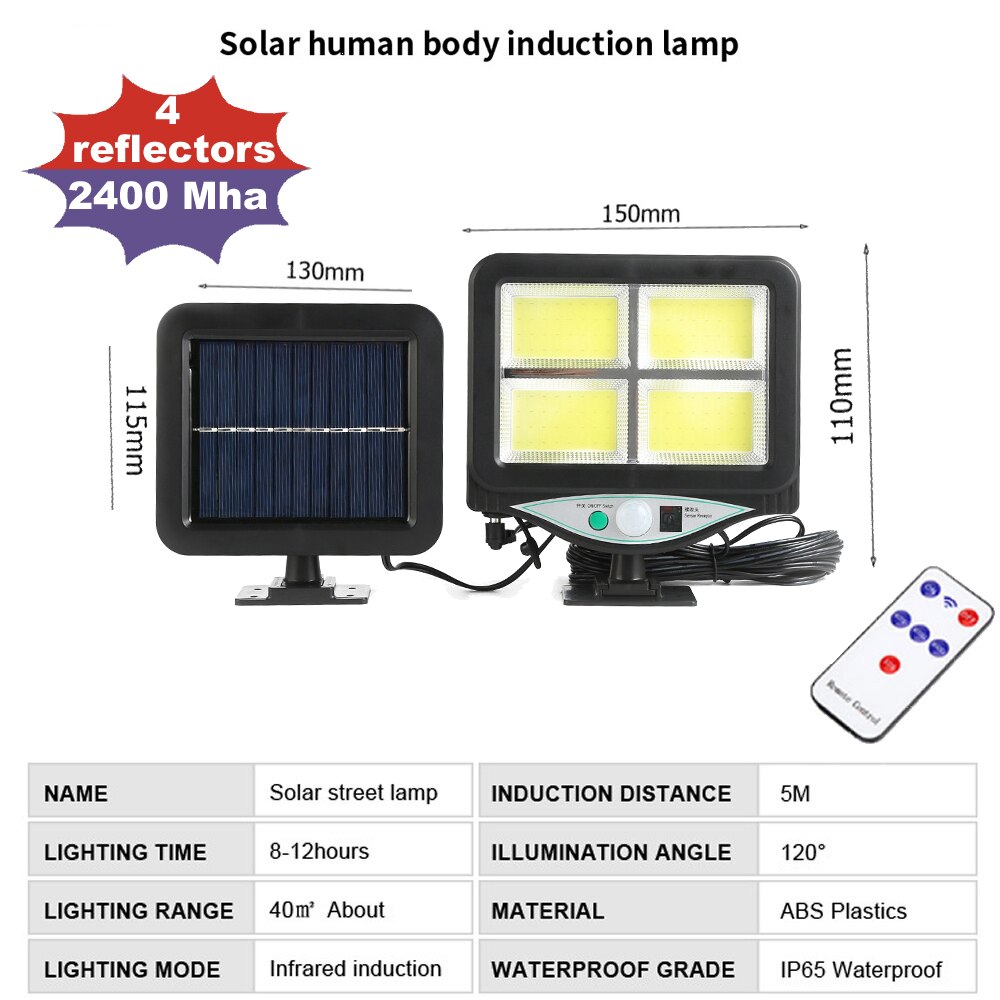 LEDs Solar Panel Power Light PIR Motion Sensor Separable Wall Lamp Outdoor Path Yard Garden Fence Night Light remote 3 modes