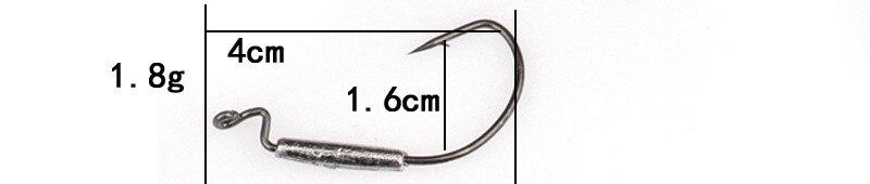Fiske mjuk maskkrok med bly bred buk svart nickel mjuka beten krokar grub texas rigg hullingförsedd fiskkrok cylinder blysänkare: 1.8g