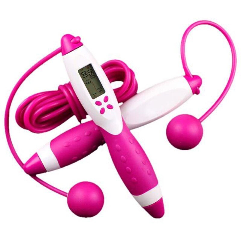 1pc springtouwen slimme elektronische teltoestellen springtouw calorieverbruik fitnessapparatuur digitale springtouwen gereedschap: Wit paars