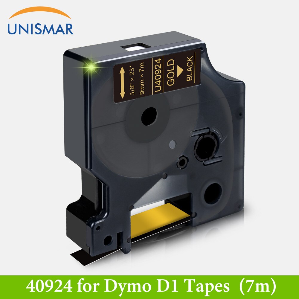 Unismar 9mm Label Tapes for Dymo D1 40913 40910 40917 40918 Label Manager 120P 210D 360D Label Writer 400 Label Maker 15 Color: Gold on Black