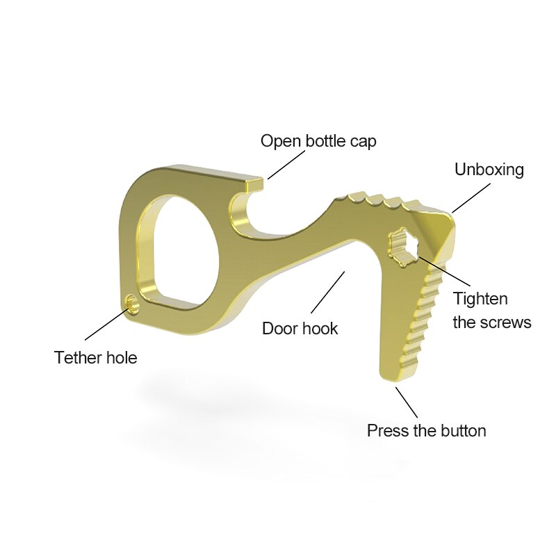 No-Touch Door Opener Cutting Box Brass Anti-contact Bottle Opener Elevator Button Contactless Safety Protection Door Handle Key