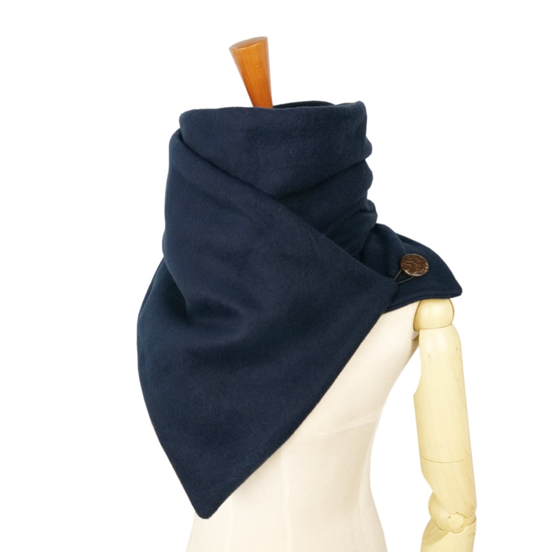 Hooded scarf Neck warmer Cowl scarf Women men Winter Scarves and hooded snoods loop button by Couverture echarpe: navy blue