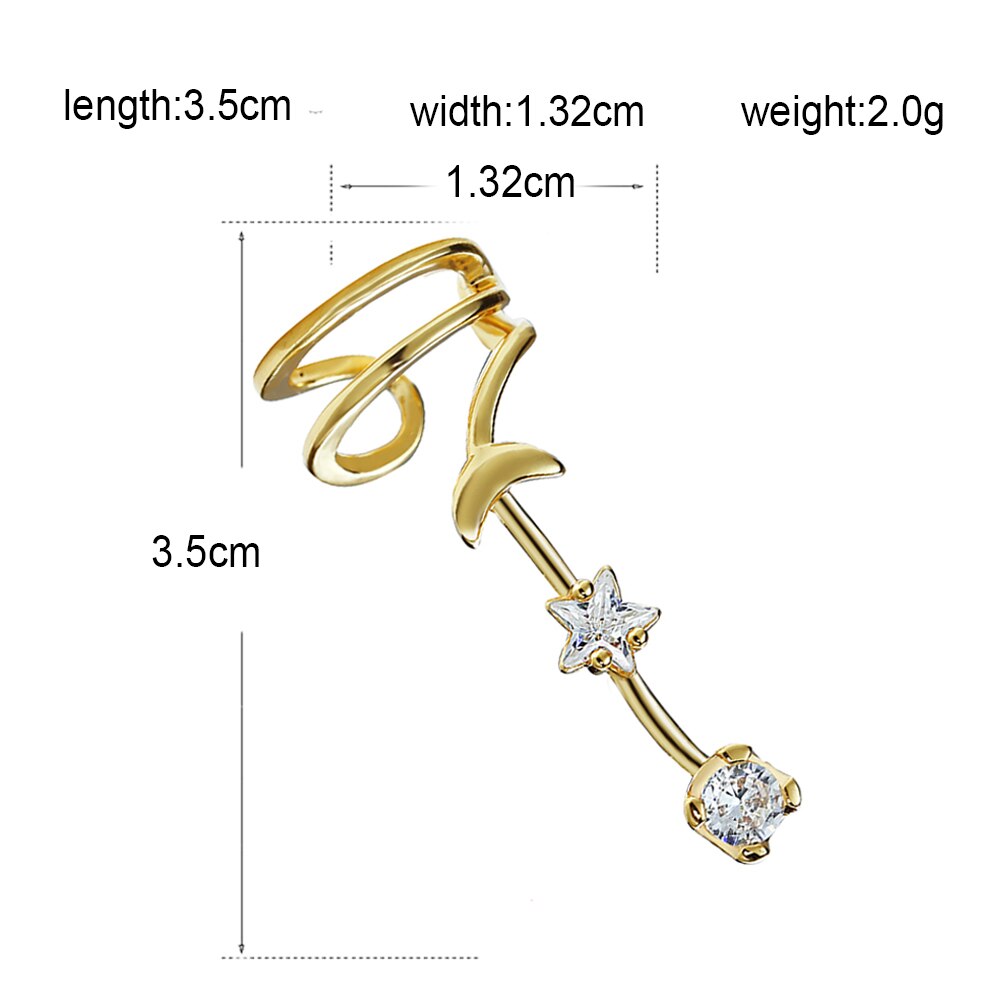 Gold Ear Cuff Cross Clip Earrings For Women Geometric C Shape Micro Pave Zircon Earrings Without Piercing Earcuff