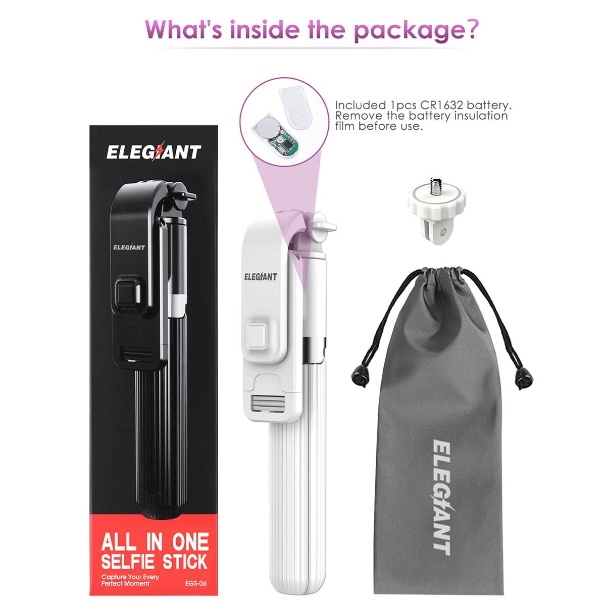 ELEGIANT – perche à Selfie tout-en-un, trépied en aluminium léger, extensible, avec télécommande, pour petit appareil photo