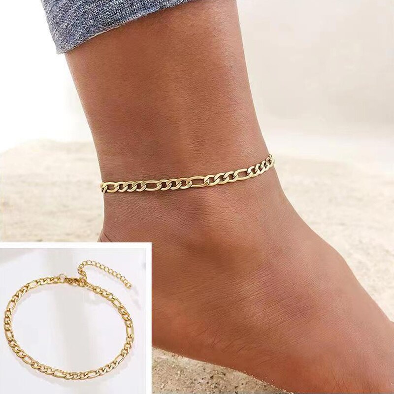 Snake Chain Anklet Women Gold Color Simple Temperament Link Chain Anklet For Women Jewelry