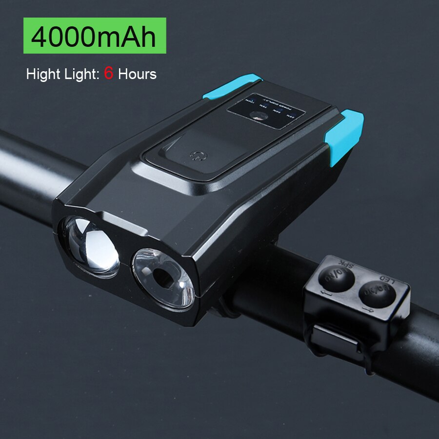 NEWBOLER Smart Induction Bicycle Lights 2 Holder Mount Chargeable Waterproof Bike Front Light LED Lamp Cycling Light With Horn: 6hrs Blue