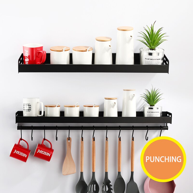 Crochet de rangement pour épices, étagère de cuisine, étagère murale, crochet de rangement pour ustensiles en aluminium, accessoires d&#39;organisation à domicile