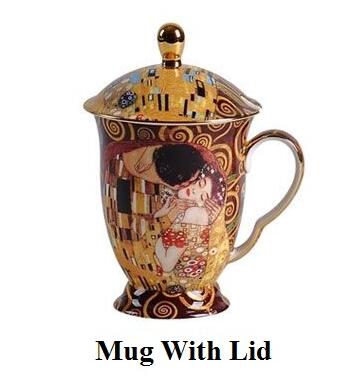 Decorazioni per la casa Klimt Kiss tazze in porcellana tazze da caffè Gustav Klimt Bone China tazza da tè ufficio per matrimoni bicchieri regali di compleanno: Mug with lid