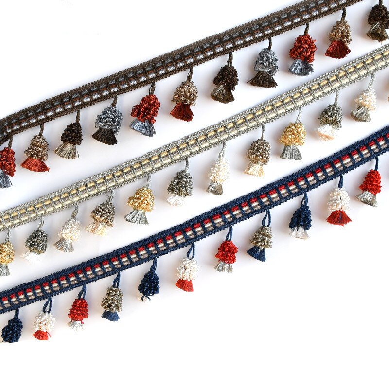 Borla de flecos de algodón de 1 metro y 7cm, cinta decorativa para borde de encaje, costura artesanal, cortina de ropa bordada, adornos de apliques