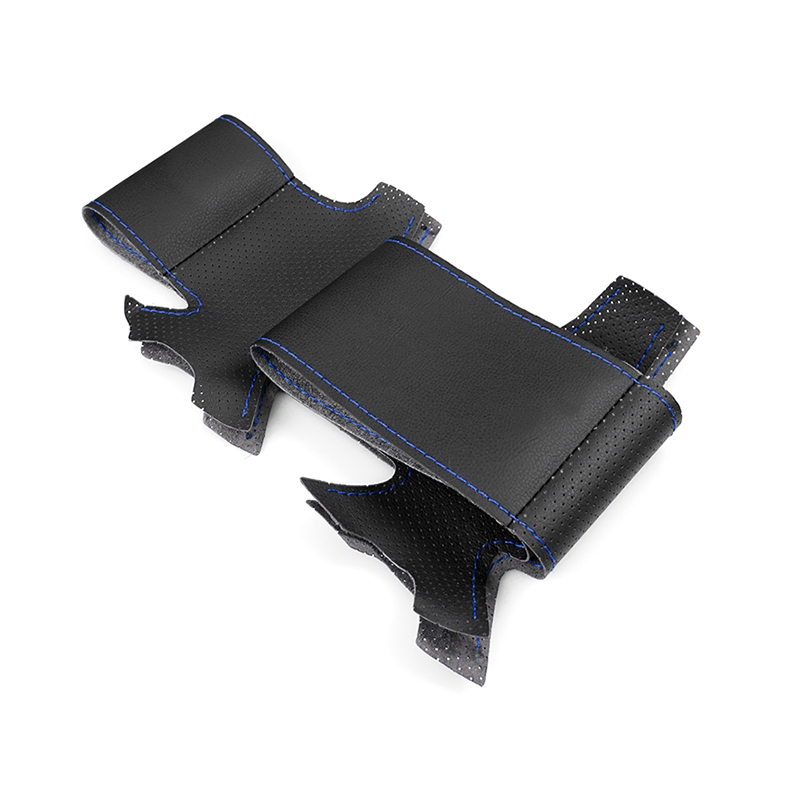 Funda de cuero perforada suave para VW Golf 4 MK4 1998-2004 Passat B5 1996-2005, cubierta de volante cosida a mano DIY, embellecedor de cuero: Gris oscuro